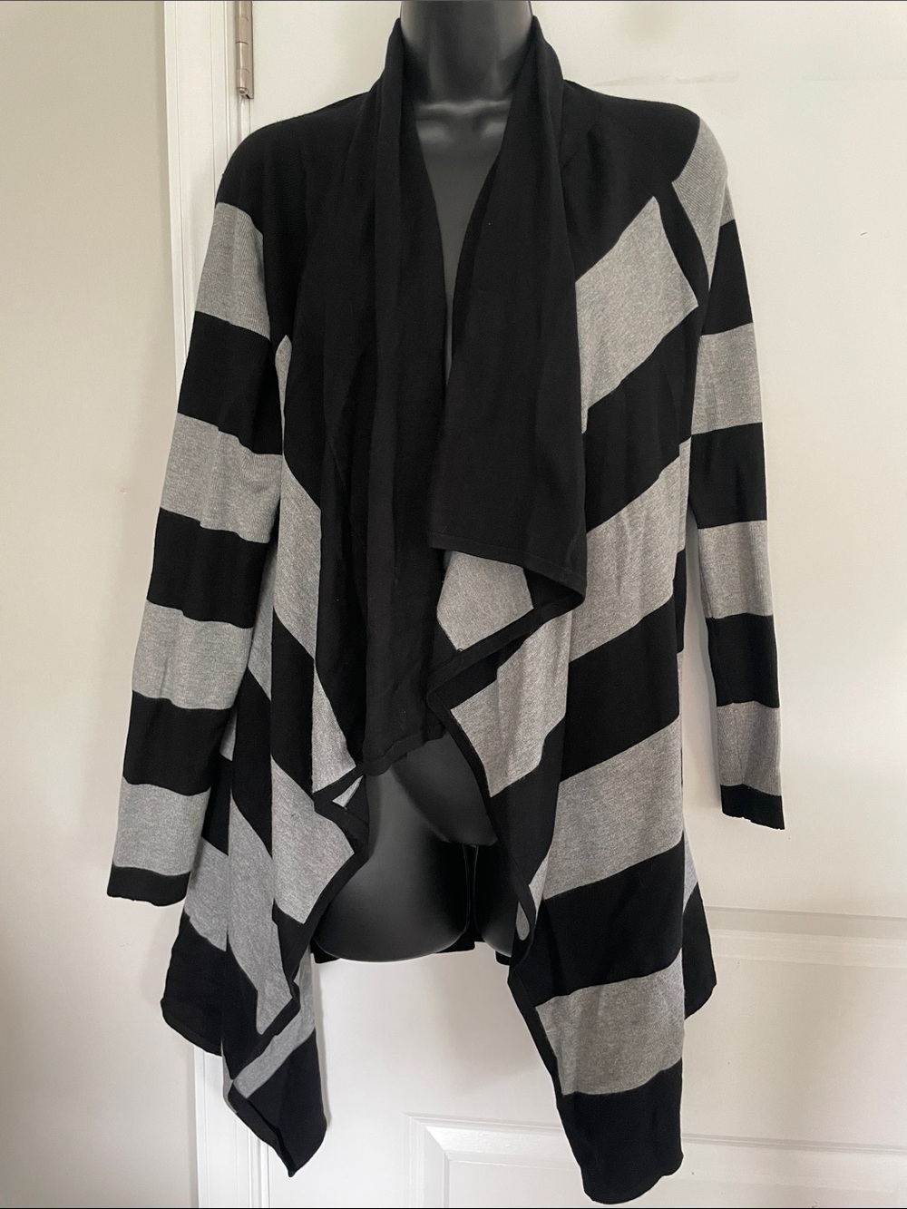 Striped Open Draped Front Cardigan White House Black Market
